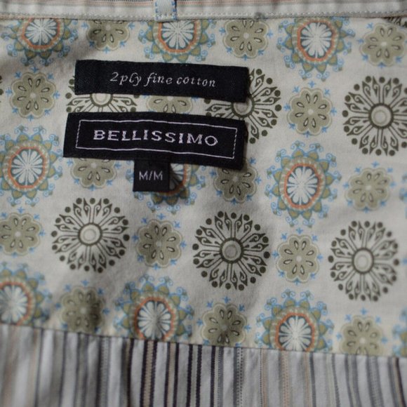 BELLISIMO Men sz M Dress Shirt 2 ply fine cotton vertical stripes Long Sleeve - Picture 6 of 7